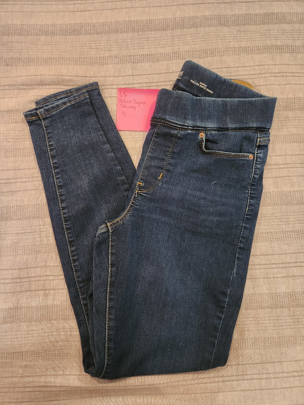 Slim Stretch Jeggings in Dark Blue Denim